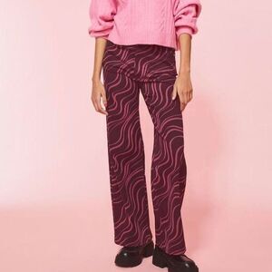 H&M Divided Pink Purple Zebra Wide Leg Pants Size 2